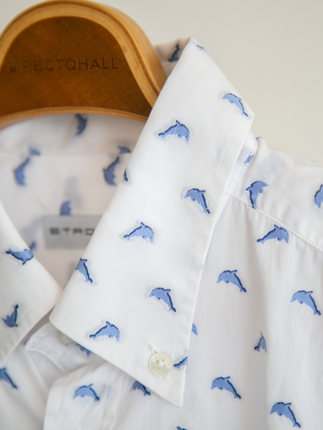 MÍCATA ETRO All-over Dolphin Motif BD Shirt