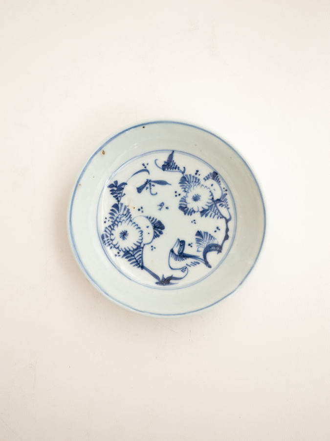 中国清時代 新波青花中皿 直径19.3cm 東キ7-0809☆2F Plate (19c末) - 中国清花鳥文小皿③ – RECTOHALL